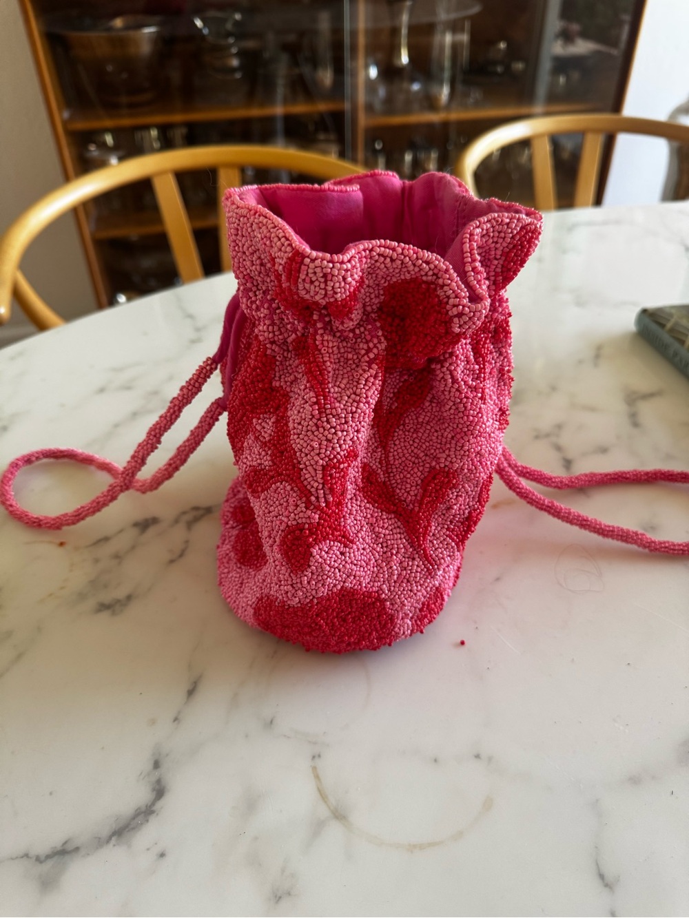 Kate Spade x Target Beaded Pink and Red Drawstring Pouch